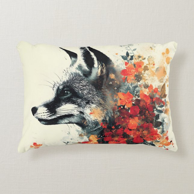 Boho Blommigt Fox Wildlife Nature Prydnadskudde (Framsidan)