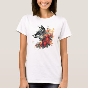 Boho Blommigt Fox Wildlife Nature T Shirt