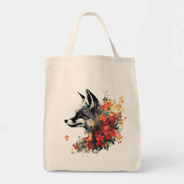 Boho Blommigt Fox Wildlife Nature Tygkasse (Framsidan)