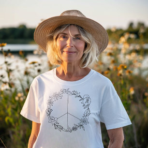 Boho Blommigt Fredstecken T Shirt