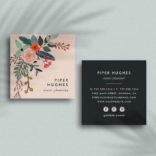 Boho Blommigt Fyrkantigt Visitkort