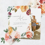 Boho Blommigt Garden | Foto Avslappnad Bröllop Inbjudningar<br><div class="desc">Den här minimala fotobröllopsinbjudan innehåller nya, moderna typsnitt som utformats av blommigtarna rosa, gult, orange och guld färg med ett eget foto på baksidan. Dessa professionellt designade kort är snabbt anpassade. Lägg till anpassningsbarnas ordalydelse till den här designen genom att använda rutorna "Redigera den här designmallen" på objektets höger eller...</div>
