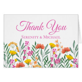 Boho Blommigt Garden Wildblommor Bröllop Tack OBS Kort
