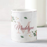 Boho Blommigt Geometric Ro Anpassningsbar Monogram Kaffemugg<br><div class="desc">Ett vackert handmålat rosa vattenfärgssolrosillustration på ett mugg med ett eget personlig monogram och namn. Den geometriska mönster och marmorbakgrunden i ro guld tillför en modern beröring till detta bohemiska stil.</div>