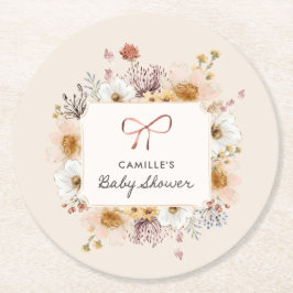 Boho Blommigt Girl Baby Shower Underlägg Papper Rund