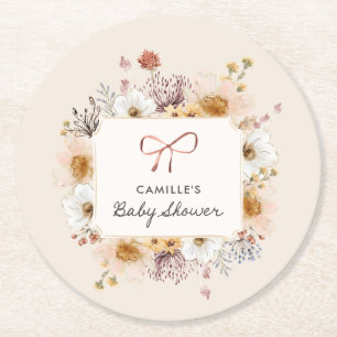 Boho Blommigt Girl Baby Shower Underlägg Papper Rund