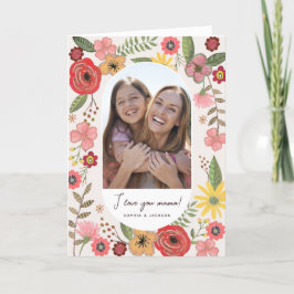 Boho blommigt girly mors dag teckning kort