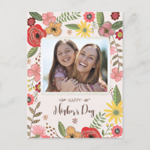 Boho blommigt girly mors dag teckning-kort vykort