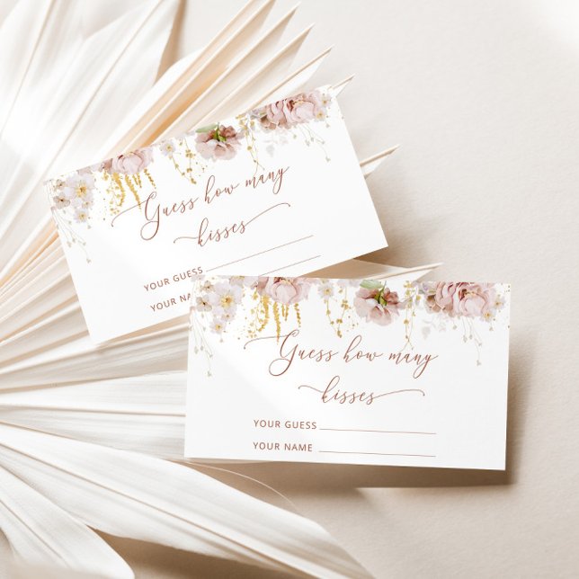 Boho blommigt gissa hur många kysser möhippa spel tilläggskort (Skapare uppladdad)