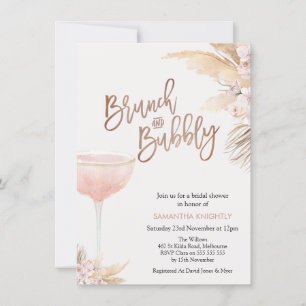 Boho Blommigt Glass Brunch Bubly Möhippa Inbjudningar