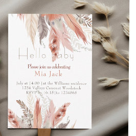 Boho blommigt-gräsklipp Babydusch Inbjudningar