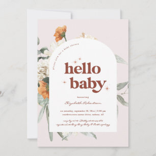 Boho Blommigt Greenery Botanical   Babyskor Inbjudningar