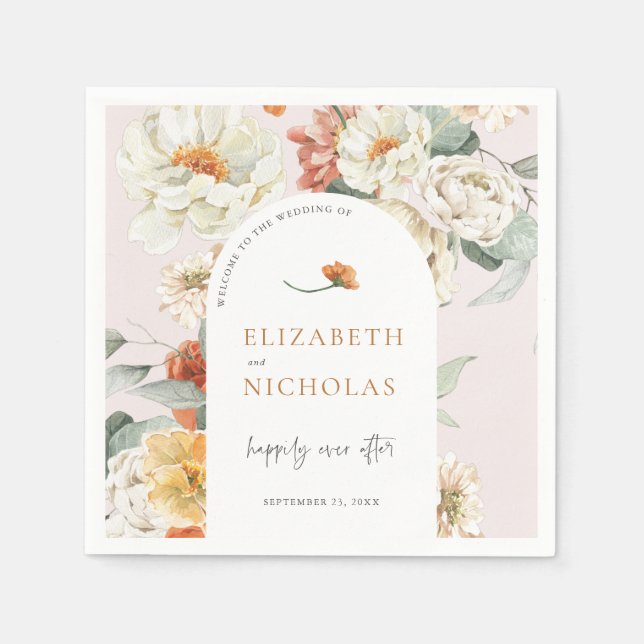 Boho Blommigt Greenery Botanical Bröllop Pappersservett (Framsidan)