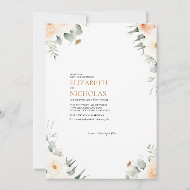 Boho Blommigt Greenery Botanical Wedding bjudande  Inbjudningar (Framsida)
