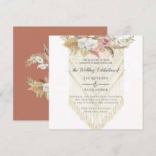 BOHO Blommigt Greenery Pampas Grass  Bröllop Inbjudningar