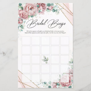 Boho blommigt Grey guld ram möhippa bingo