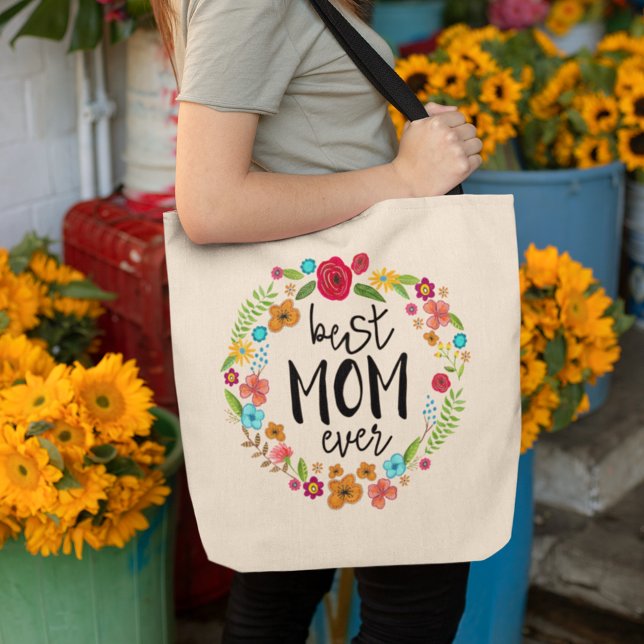 Boho blommigt grönt girly mors dag best mamma någo tygkasse (Skapare uppladdad)