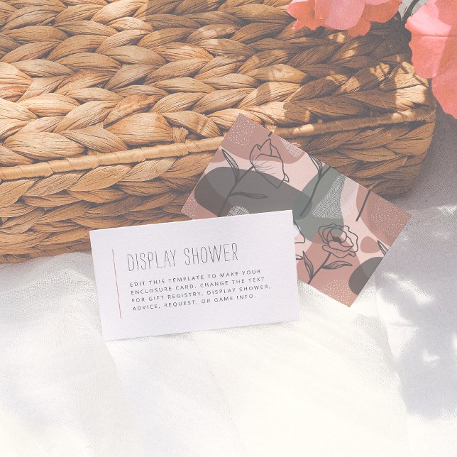 Boho Blommigt Grönt & Rosa Möhippa Infoga Tilläggskort (Skapare uppladdad)