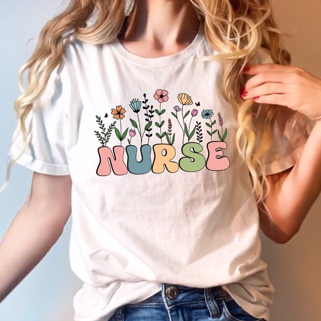 Boho Blommigt Groovy Gift för sjuksköterska T Shirt (Skapare uppladdad)