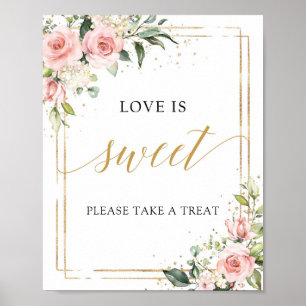 Boho  blommigt guld ram kärlek är ett sött tecken poster