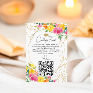 Boho Blommigt Guld Studenten QR College fund Tilläggskort