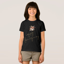 Boho Blommigt Guld Text Happy thanksgiving T Shirt