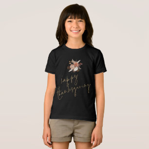Boho Blommigt Guld Text Happy thanksgiving T Shirt