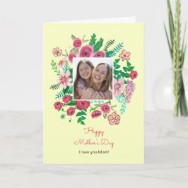 Boho blommigt gult girly mors dag teckning kort