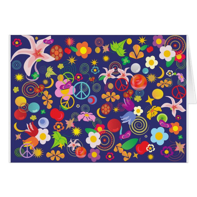 Boho blommigt hälsningskort (Framsidan Horizontal)