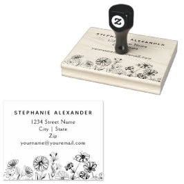 Boho blommigt hand plockade daisy och vild blommor stämpel