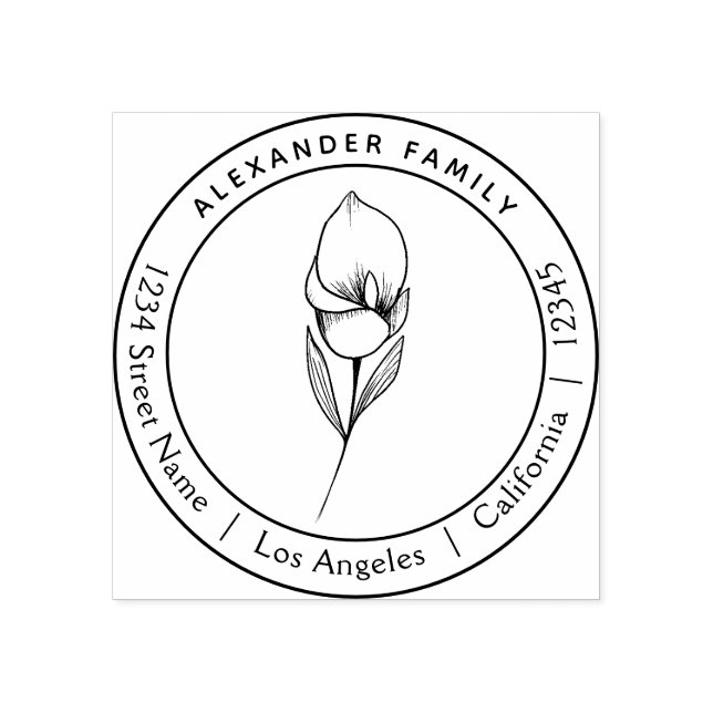 Boho blommigt hand plockade Lily anpassningsbar gu Stämpel (Tryck)