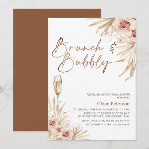 Boho Blommigt Handflatan Brunch Bubly Möhippa Inbjudningar