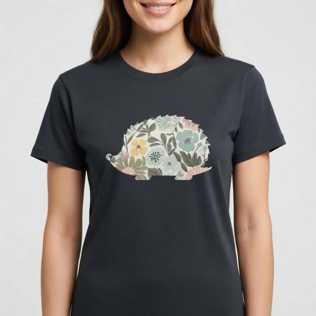 Boho Blommigt Hedgehog T Shirt (Skapare uppladdad)