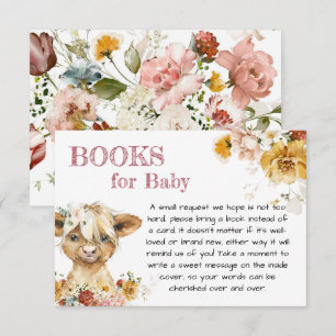 Boho Blommigt Highland Cow Bokar för Baby Tilläggskort