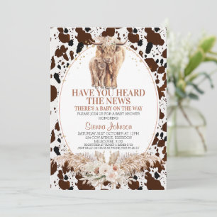 Boho Blommigt Highland Cow Calf Baby Shower Inbjudningar