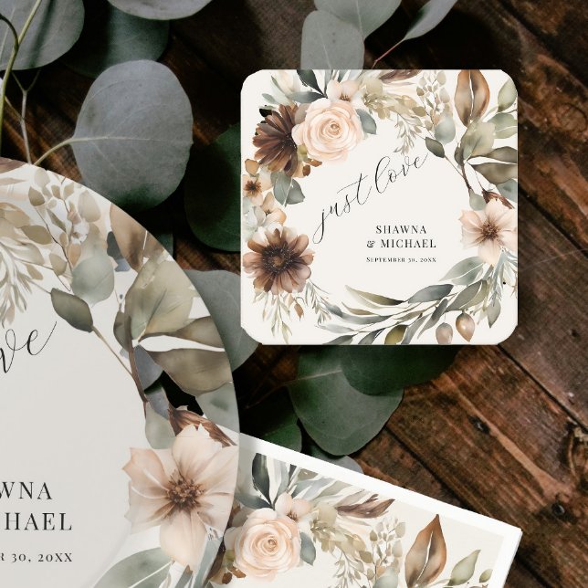 BOHO-Blommigt - höstblomma Muren Bröllop Underlägg Papper Kvadrat (Skapare uppladdad)