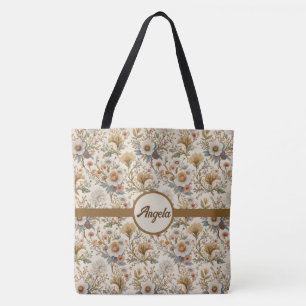 Boho Blommigt i Beige Tygkasse