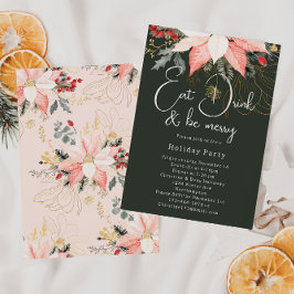 Boho Blommigt Jul Ät Drick och var Merry Party Inbjudningar