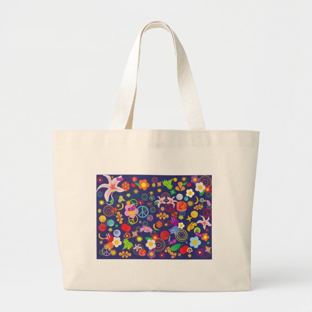 Boho blommigt jumbo tygkasse (Framsidan)