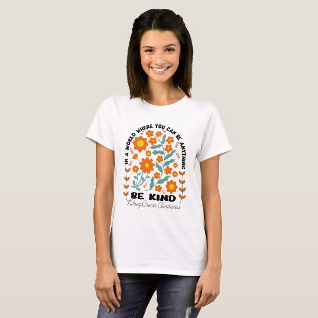 Boho Blommigt Kidney Cancer be typ T Shirt (Hel framsida)