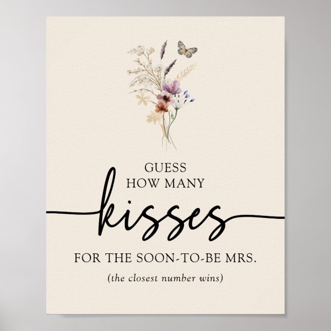 Boho Blommigt Kisses Poster (Framsidan)