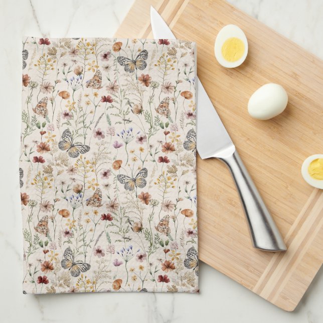 Boho Blommigt Kitchen Towel Kökshandduk (Vikt i Fjärdedel)