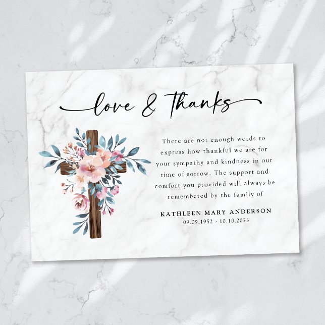 Boho Blommigt Kor Script Funeral Tack Kort (Skapare uppladdad)