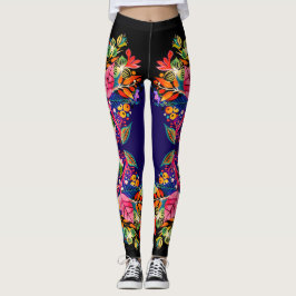 Boho Blommigt Lila Ombre Leggings