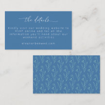 Boho Blommigt Line Art Blue Script-Bröllop OSA