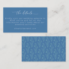 Boho Blommigt Line Art Blue Script-Bröllop OSA Tilläggskort