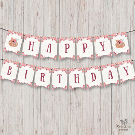 Boho Blommigt Little Pumpkin Birthday Bunting Bann Vimplar