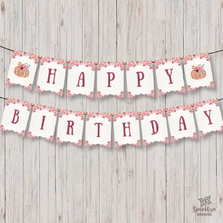 Boho Blommigt Little Pumpkin Birthday Bunting Bann Vimplar
