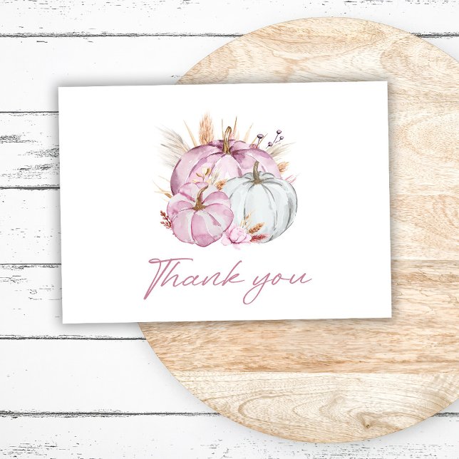 Boho Blommigt Little Rosa Pumpkins Baby Shower Tack Kort (Skapare uppladdad)