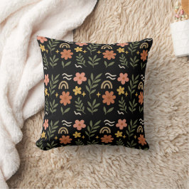 Boho Blommigt Löv Pillow Kudde